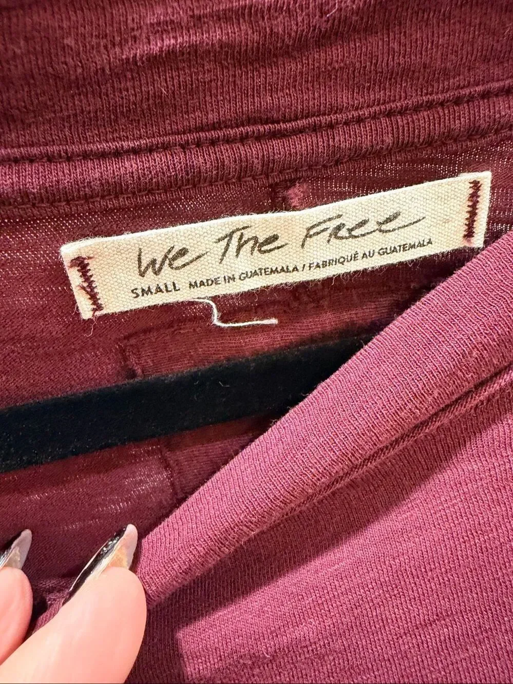 We The Free FP Movement Maroon Burgundy Long Sleeve Cropped Top Shirt Small